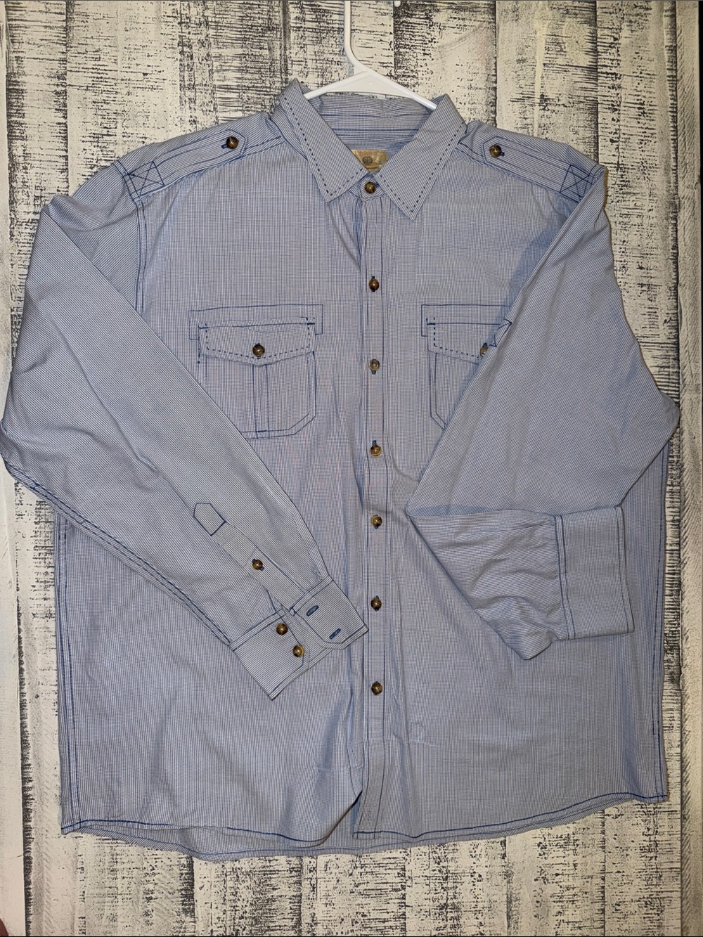 Tre Vero Light Blue Men's Button-Down Casual Shirt